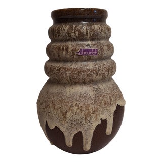 Vintage German Fat Lava Style Ceramic Vase in with Brown Glaze from Scheurich, 1970s For Sale