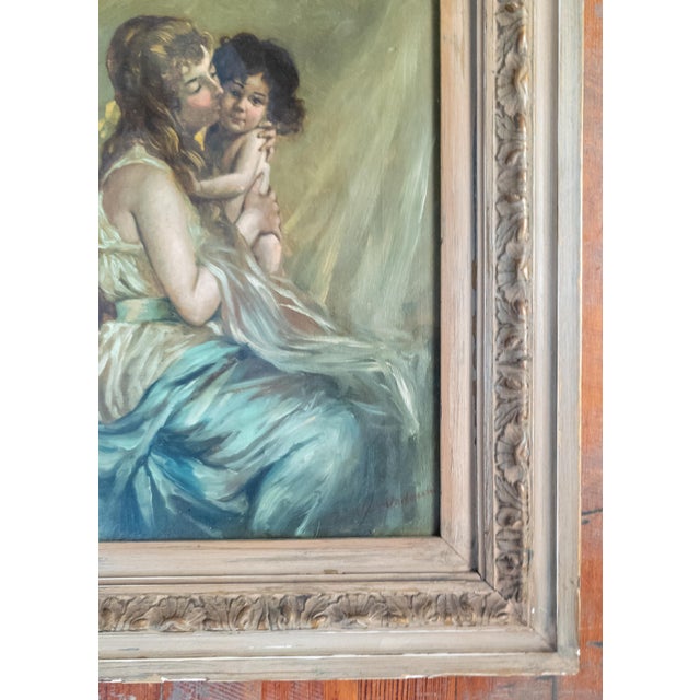 Late 19th Century 19th Century English or French School Mother and Daughter Portrait Painting For Sale - Image 5 of 16