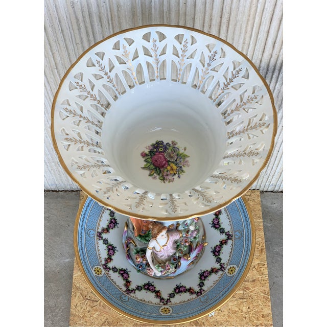 Figurative 19th Sevrès Porcelain Figural Stand Centerpiece Raised Fruit Basket For Sale - Image 3 of 12