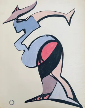 Mid 20th Century Bernece Berkman-Hunter Modern Shapes Abstract Painting