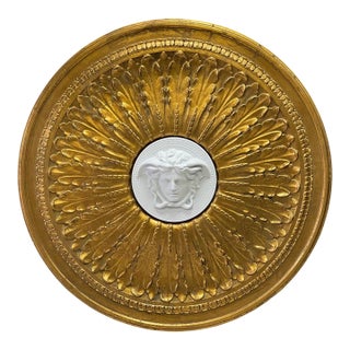 Monumental 29” Rosenthal Versace Medusa Gilt Sunburst Architectural Wall Medallion Plaque For Sale