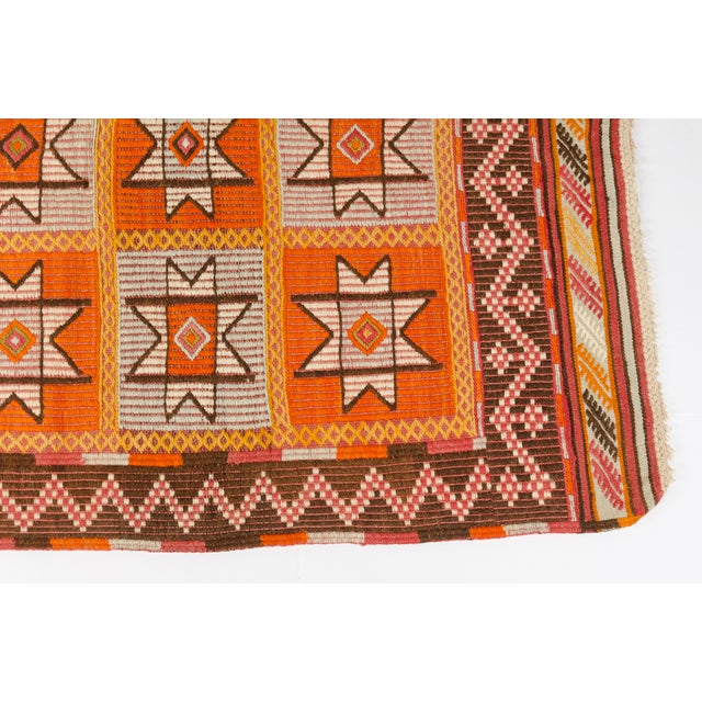 Handwoven Orange & Pink Geometric Area Rug For Sale - Image 4 of 9