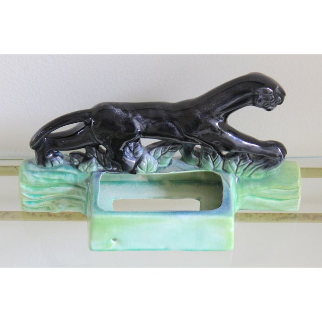 Black Mid-Century Modern Black Panther Ceramic Tv Lamp Base For Sale - Image 8 of 13
