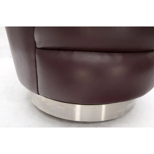 Set of 4 Barrel Back Leather Chairs Baughman Style For Sale - Image 12 of 13