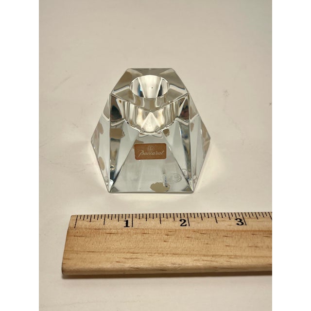 French Original Baccarat Candlestick French Crystal Glass Signed For Sale - Image 3 of 4