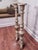 Wood French Baroque Style Taupe Distressed Painted Solid Wood Floor Candlesticks/Plant Stands, a Pair For Sale - Image 7 of 12