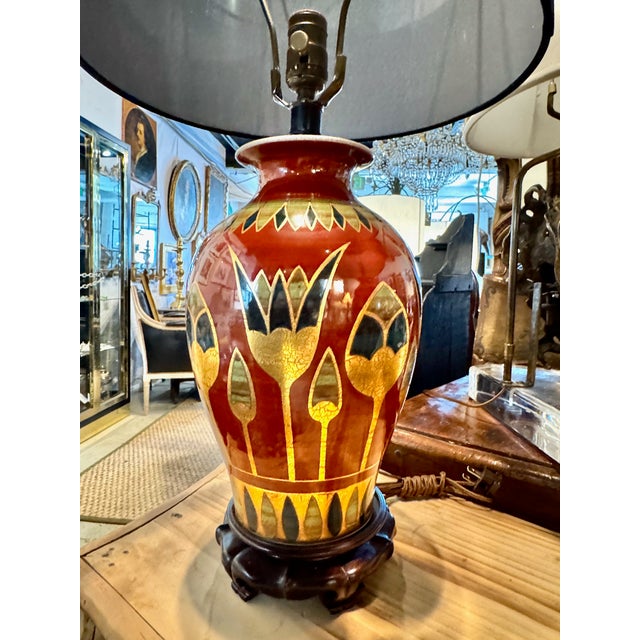 Mid 20th Century Art Deco Table Lamps With Egyptian Motifs, Hand-Painted Porcelain shades not included- a Pair For Sale In Los Angeles - Image 6 of 13