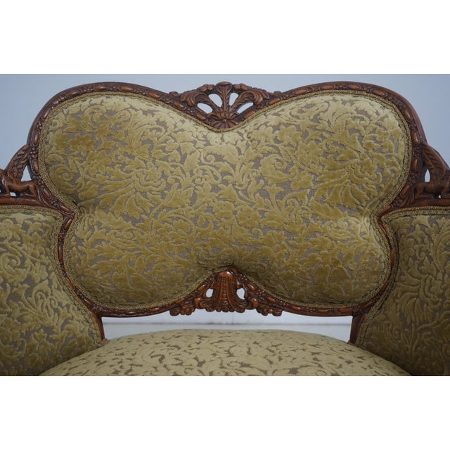 Pair French Louis XV Wide Seat Swan Carved Frame Occasional Chairs For Sale - Image 11 of 18
