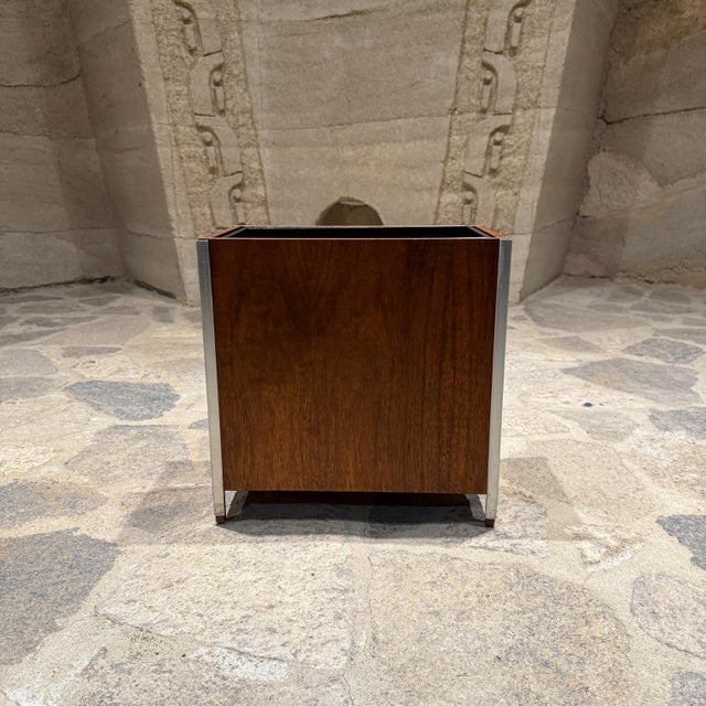 1960s French Modern Walnut Planter Waste Basket Style Bernard Marange For Sale - Image 4 of 9