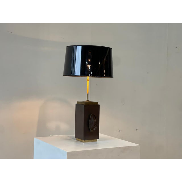 Vintage Brass Agate Table Lamp, 1970s For Sale - Image 9 of 15