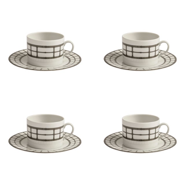 Aryan Teacup & Saucer Set of 4 by Nina Magon For Sale