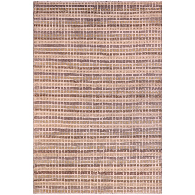 Nomadic Gray/Blue High Low Wool&Silk Rug - 7'10'' X 10'1'' For Sale - Image 9 of 9