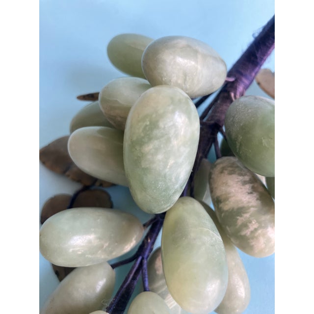Marvelous bunch of mid century Italian marble grapes and leaves. Nineteen light green and variegated marble, handwrapped...