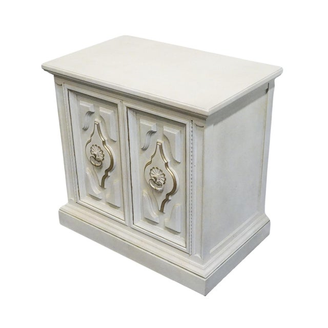 UNIQUE FURNITURE Mediterranean Style 26" Cabinet Nightstand 7117 in Dorado White Finish 25" High 26.5" Wide 16.25" Deep We...
