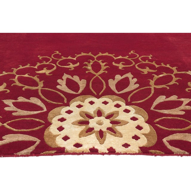 Late 20th Century Red Chinese Rug With Floral Mandala, 07'09 X 09'10 For Sale - Image 4 of 10