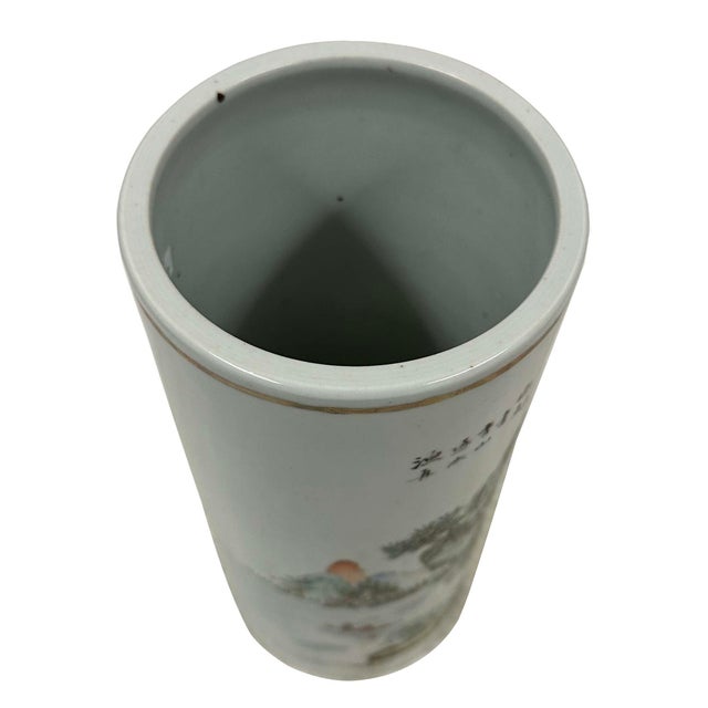 Ceramic Mid-20th Century Chinese Porcelain Hat Stand/Brush Pot For Sale - Image 7 of 10