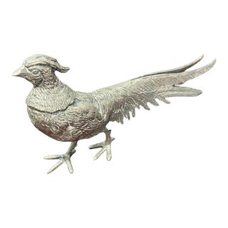 Vintage Gucci Italy Silver-Tone Pheasant Figurine For Sale