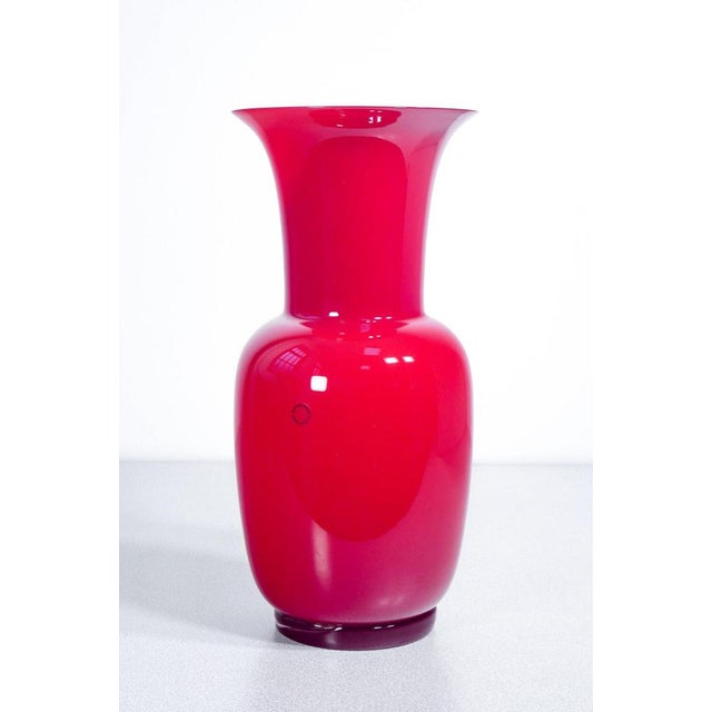 Venini opalino blown glass vase, designed by paolo venini, red version. Italy, 2003 origin italy period 2003 designer it...