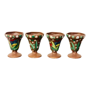 Vintage Mid-Century Hazel-Atlas Moderntone Platonite Pottery Footed Ice Cream Sundae Cups- Set of 4