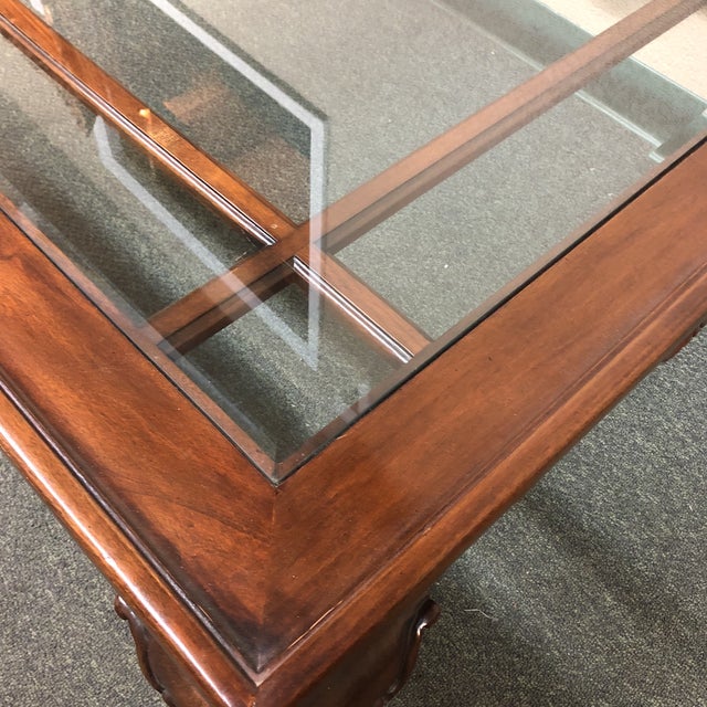 Square Wood & Glass Insert Coffee Table | Chairish