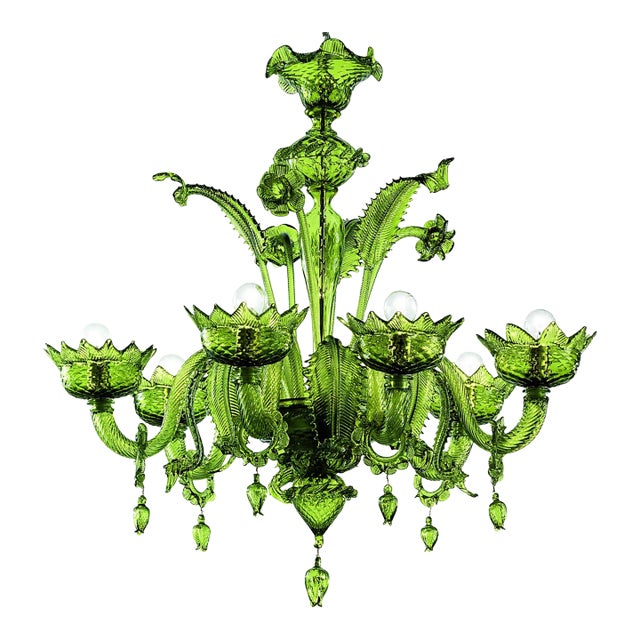 Contemporary Translucent Green Murano Glass Chandelier For Sale