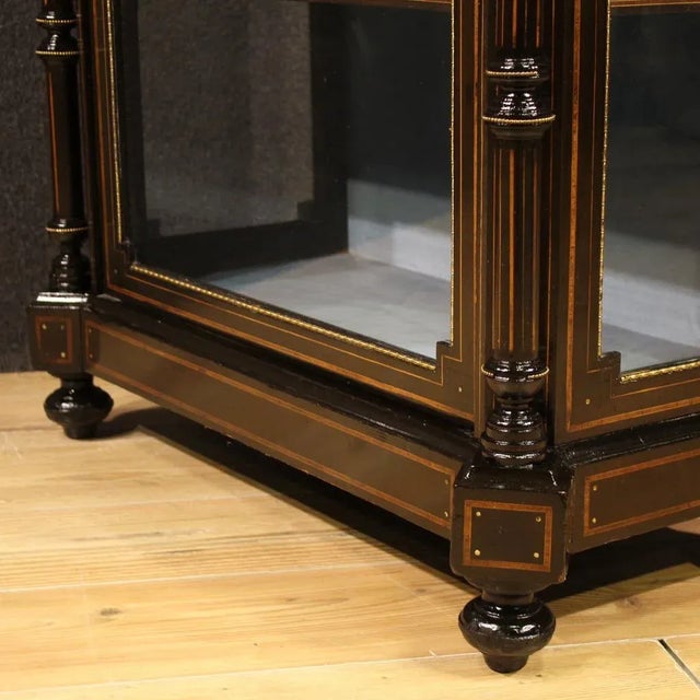 Antique English Inlaid Display Cabinet, 1880 For Sale - Image 10 of 14