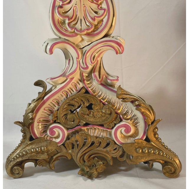 19th Century Large French Strasbourg 19th Century Faience Tall Floor Candle Holder With Ormolu For Sale - Image 5 of 10