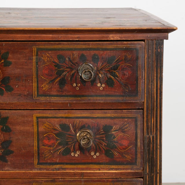 Hungarian Original Hand-Painted Pine Chest of Four Drawers Dated 1865 For Sale - Image 13 of 18