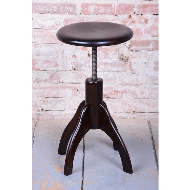 Art Deco Piano Stool in Beech and Iron, Czech, 1940s For Sale - Image 6 of 9