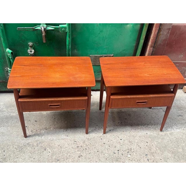 Wood Danish Teak Nightstands from Gunni Omann, 1960s, Set of 2 For Sale - Image 7 of 11