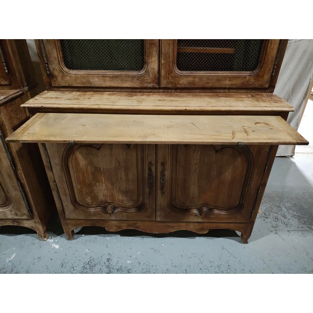 Mid 20th Century Monumental 104” French Louis XV Provincial Bibliothèque Wall Unit With Metal Grille Doors For Sale - Image 9 of 16