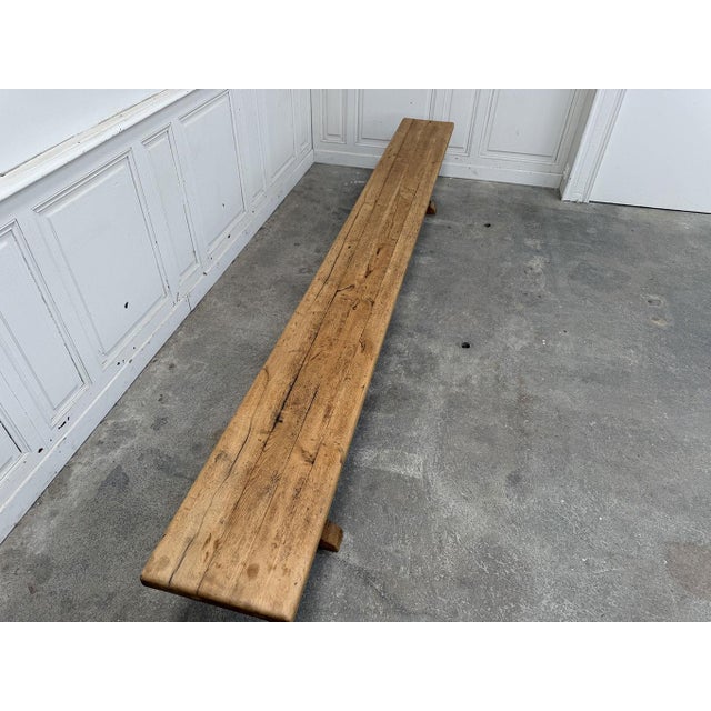 Wood Large Vintage Oak Bench, 1950 For Sale - Image 7 of 10