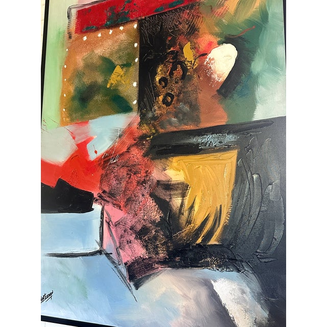 Wood 1970s Mid-Century Modern 48x60 Original Gunnar Erman Abstract Expressionist Painting For Sale - Image 7 of 15