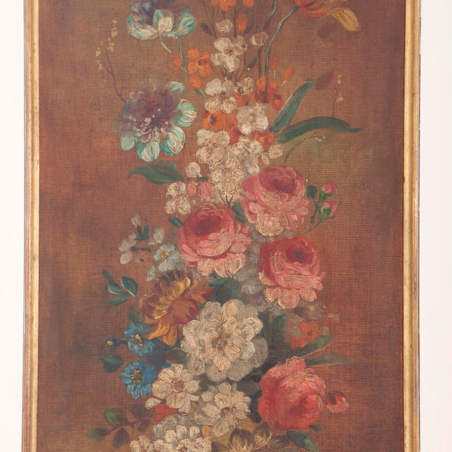 White Set of 4 Floral Painted Decorative Wood Panels, C. 1930 For Sale - Image 8 of 9