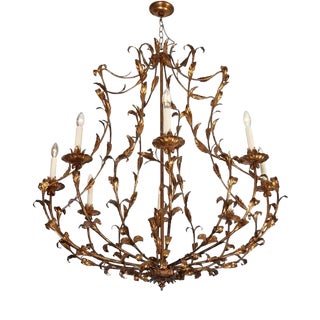 Anjou Gilt Steel Chandelier with Leaf Motifs by Vaughan Designs For Sale