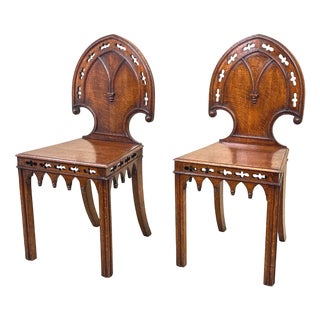 Oak Hall Chairs, 1860, Set of 2 For Sale