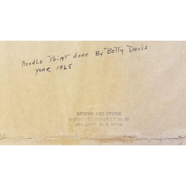 Tan Mid 20th Century Vintage Framed Needlepoint For Sale - Image 8 of 10