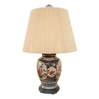 Vintage Imari-Style Porcelain Lamp — Navy, Rust & Gold Floral For Sale