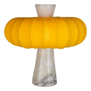 Marble and Cadmium Yellow Cotton Table Lamp from ZAVADSKI For Sale