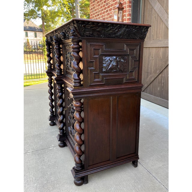 Antique French Oak Liquor Bar Sideboard Server Barley Twist
