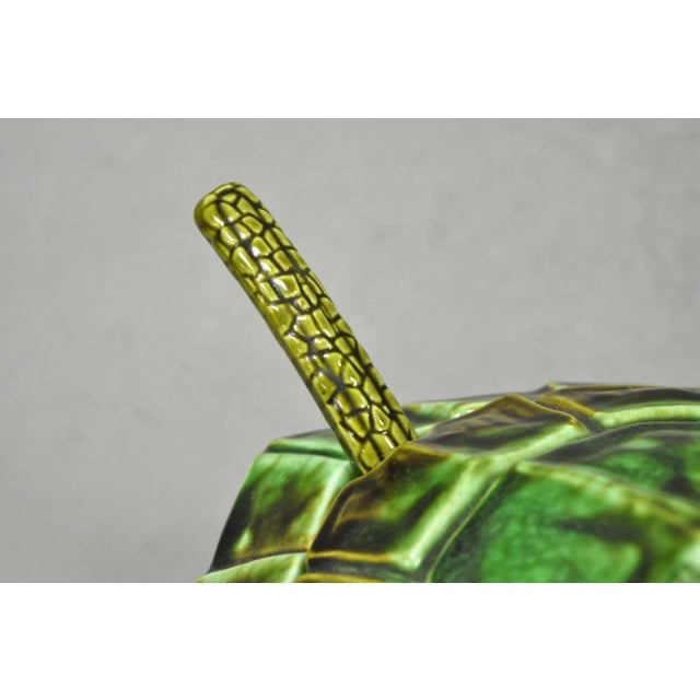 Vintage Tilso Japan Mid Century Modern Green Ceramic Figural Turtle Soup Tureen For Sale In Philadelphia - Image 6 of 17