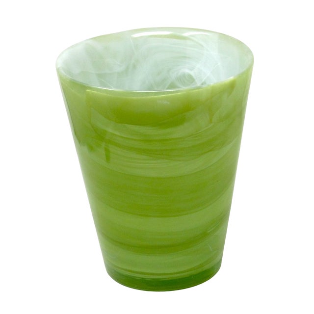 Sea Glasbruk "Candy" Vase in Green and White Glass For Sale - Image 4 of 8