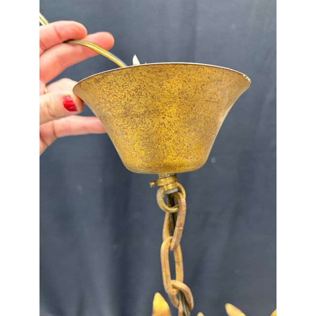 Antique French Chandelier With Gold Leaves and Branches in Old Gilding For Sale - Image 11 of 14