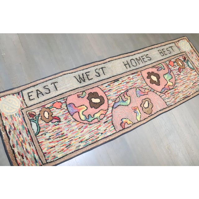 Vintage American Hooked East West Runner - 2'2" x 6'10" For Sale - Image 4 of 9