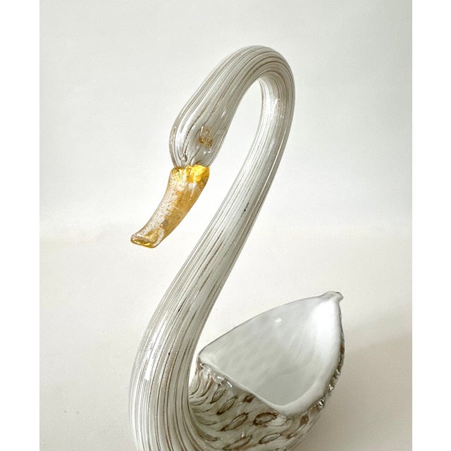 Murano Glass Swan Dish With Bullicante Inclusions For Sale - Image 11 of 15