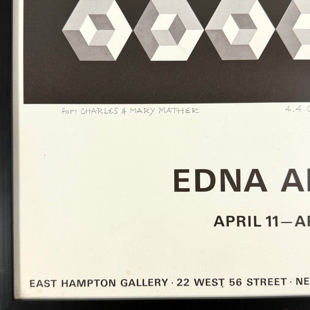 Vintage Edna Andrade Op Art Nyc 1967 Exhibition Print, Signed For Sale - Image 4 of 5