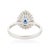 Blue Sapphire & Diamond Halo Vintage Engagement Ring in 18k White Gold Size 9 For Sale - Image 10 of 16