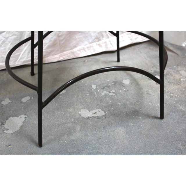 Arthur Umanoff Vintage MCM Iron & Wicker Arthur Umanoff Barstool For Sale - Image 4 of 9