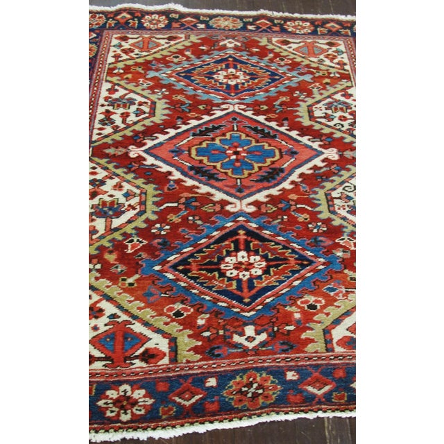 Brick Red Early 20th Century Persian Heriz Rug-3'8" X 4'8" For Sale - Image 8 of 9