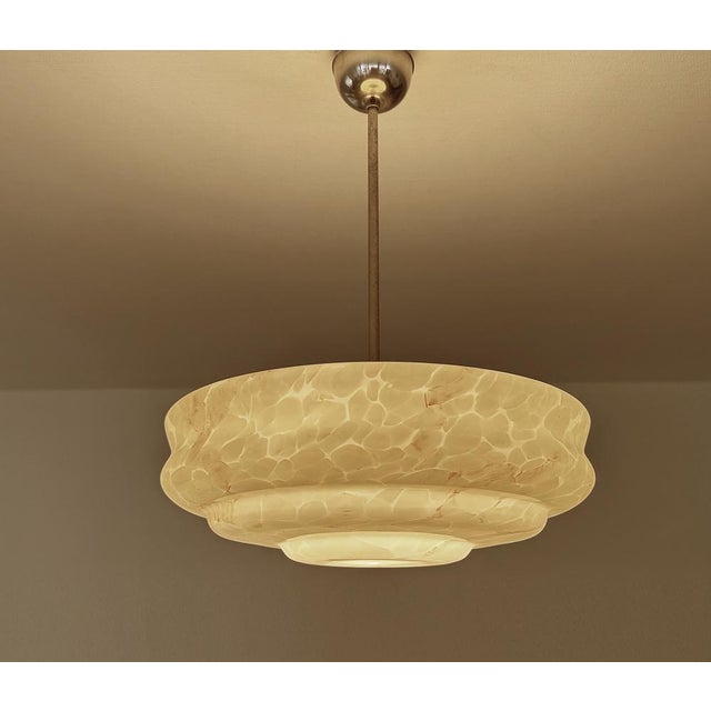 Art Deco Pendant Light in Ivory Glass, 1930s For Sale - Image 4 of 18